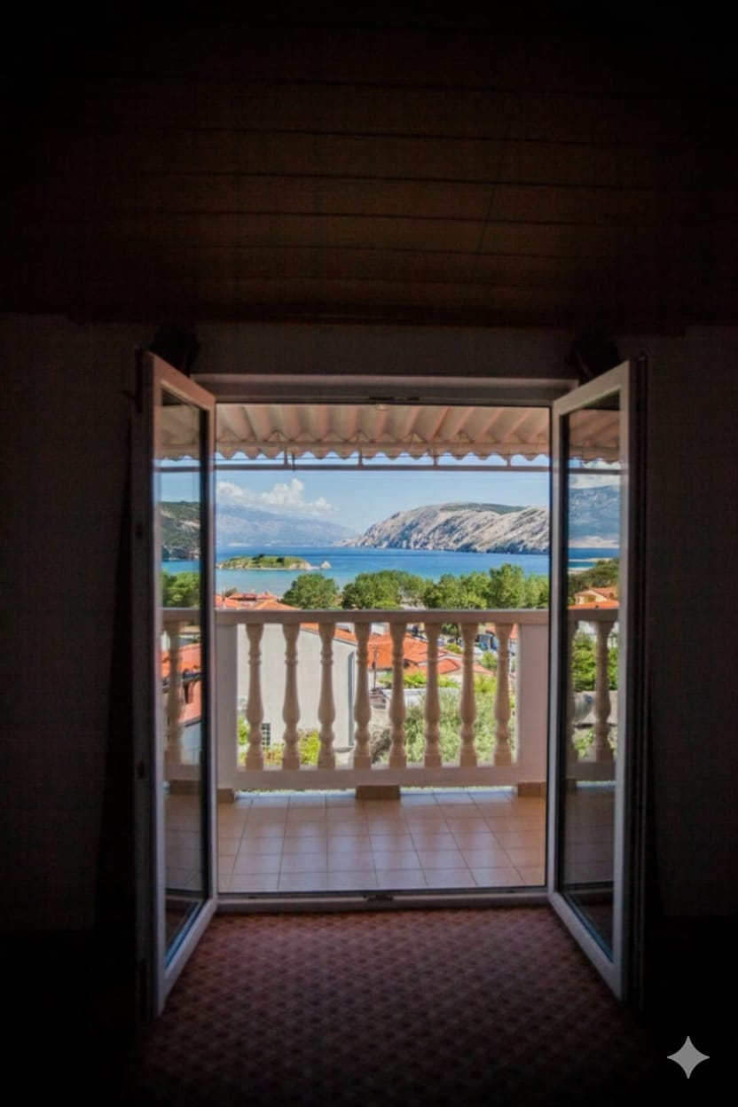 Balkon mit Meerblick – Ferienapartments in Lopar